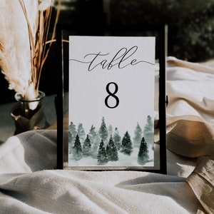 Winter Table Number, Wedding Table Number Template, Instant Download, Editable Table Number Signs, Printable Table Decor Reception Decor 022