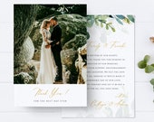 Photo Thank You Card, Wedding Thank You Template, Instant Download, Editable Thank You Card, Printable Boho Card, Greenery Eucalyptus #017