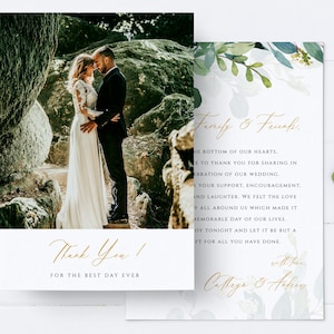 Foto dank u kaart, bruiloft dank u sjabloon, Instant Download, bewerkbare dank u kaart, afdrukbare Boho Card, groen Eucalyptus #017