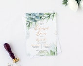Rehearsal Dinner Invitation, Greenery Rehearsal Template, Instant, Printable Wedding Rehearsal, Editable Succulent Rehearsal Invitation #005