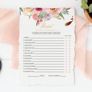 Editable Bridal Shower Game, Bridal Word Scramble, Instant Download, Editable Wedding Bridal Game Printable Bridal Shower Game Template #001