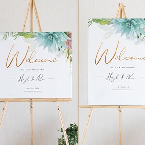 Greenery Wedding Welcome Sign, Editable Welcome Sign Template, Instant Download, Succulent Welcome Sign Printable Welcome Sign Template #005