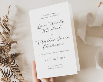 Minimalist Catholist Wedding Program, Wedding Program Tenplate, Printable Ceremony Program, Church Wedding Program Wedding Program Booklet C
