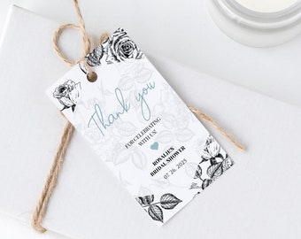 Modern Bridal Shower Favor Tags, Editable Bridal Favor Tag, Instant Download, Printable Favor Tags Template, Editable Graphic Rose Tags #003