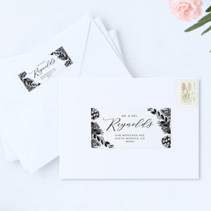 Étiquettes d'adresse d'enveloppe de cône de pin d'hiver, étiquettes d'adresse de mariage, téléchargement instantané, étiquettes imprimables, autocollants modifiables, étiquettes de retour #011