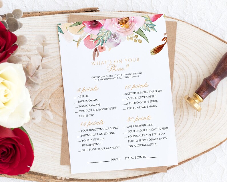 Editable Bridal Shower Game What's on Your Phone Instant Etsy