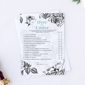 Over or Under Game, Editable Bridal Shower Game Template, Instant Download, Printable Over or Under Game, Editable Bridal Shower Game #003