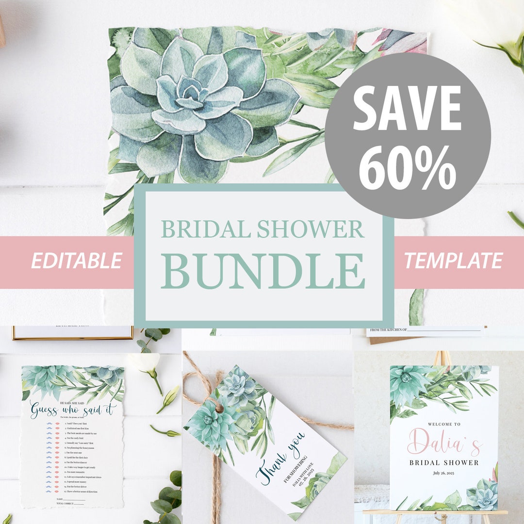 Bridal Shower Bundle, Bridal Shower Invitation Bundle Template Instant  Download Editable Greenery Bundle, Printable Bridal Shower Games 005 - Etsy
