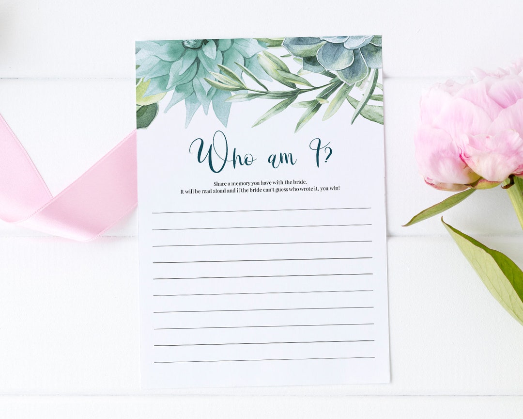 Who Am I Bridal Shower Game, Instant Download, Editable Bridal Game
