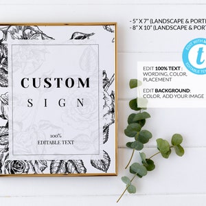 Graphic Custom Sign Wedding Sign Instant Download Printable - Etsy