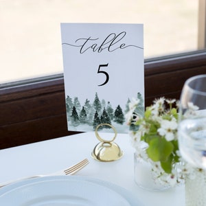 Numéro de table d'hiver, modèle de numéro de table de mariage, téléchargement immédiat, signes de numéro de table modifiables, décor de table imprimable décor de réception 022