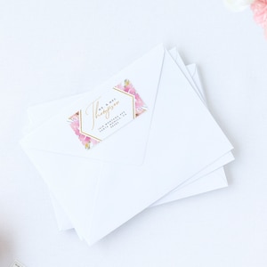 Pink Floral Envelope Address Labels, Wedding Address Labels, Instant Download, Printable Wedding Labels Editable Stickers Return Labels #008