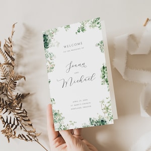 Garden Wedding Program Booklet, Catholic Wedding Program, Wedding Program Template Sage Greeen Wedding Instant Download Ceremony Program 025