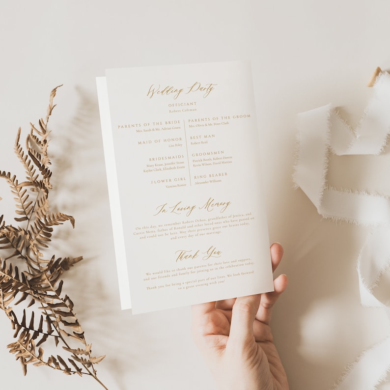 Program Lettering Gold Gold Catholic Wedding Program, Instant Download, Wedding Program ...