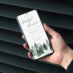 Digital Bridal Shower Invitation, Winter Bridal Shower Invitation Template, Instant Download, Editable Bridal Shower Evite, Text Email 022
