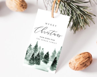 Weihnachten Gunst Tags, sofortiger Download, bearbeitbare Weihnachtsgeschenk Tag Vorlage, Winterwald Gunst Tags, druckbare Urlaub Gunst Tags 022