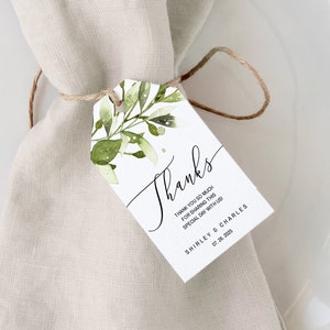 Greenery Favor Tags, Editable Thank You Favor Tags, Instant Download, Printable Favor Tags Template, Editable Wedding Favor Tags, DIY #006