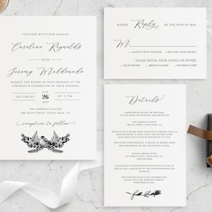 Winter Wedding Invitation Set, Instant Download, Printable Wedding Invitation Template, RSVP Details Minimalist Editable Wedding Invite #011