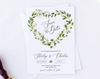 Bohemian Save the Date, Instant Download, Greenery Wedding Invitation, Printable Boho Wedding Template, Editable Save The Date Template #006