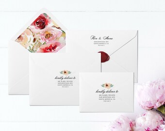Printable Envelope Liner Template, A7, A1 Euroflap and Square Flap Envelope Template Instant Download Editable Wedding Address Envelope #001