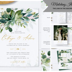 Greenery Gold Wedding Invitation Instant Download Printable - Etsy