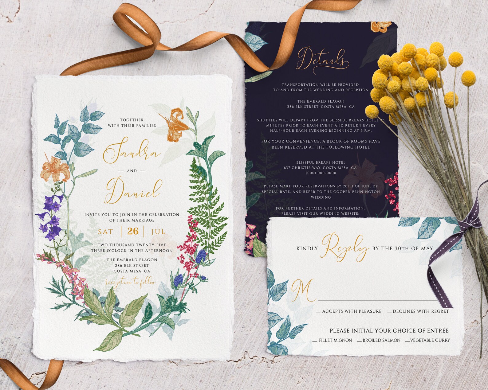 Wild Flower Wedding Invitation Instant Download Printable - Etsy