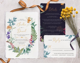 Wilde Blumen Hochzeitseinladung, sofortiger Download, druckbare rustikale Hochzeitseinladung RSVP Details bearbeitbare Hochzeitseinladungsvorlage #009