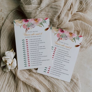 Bridal Shower Game, She Said He Said, Instant Download, Editable Bridal Game Template, Guess Who Said It, Pink Bridal Shower Game #001
