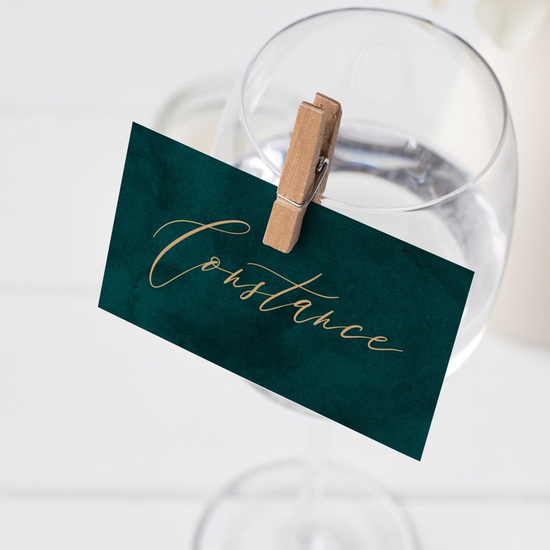 Emerald Green and Gold Place Card Wedding Place Cards Etsy