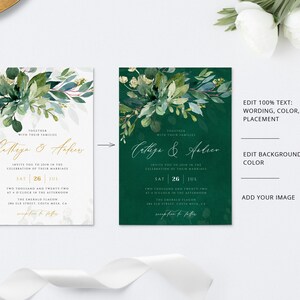 Greenery Gold Wedding Invitation Instant Download Printable - Etsy