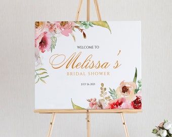 Bridal Shower Welcome Sign, Editable Welcome Sign Template, Instant Download, Printable Wedding Welcome Sign, Floral Roses Welcome Sign #001