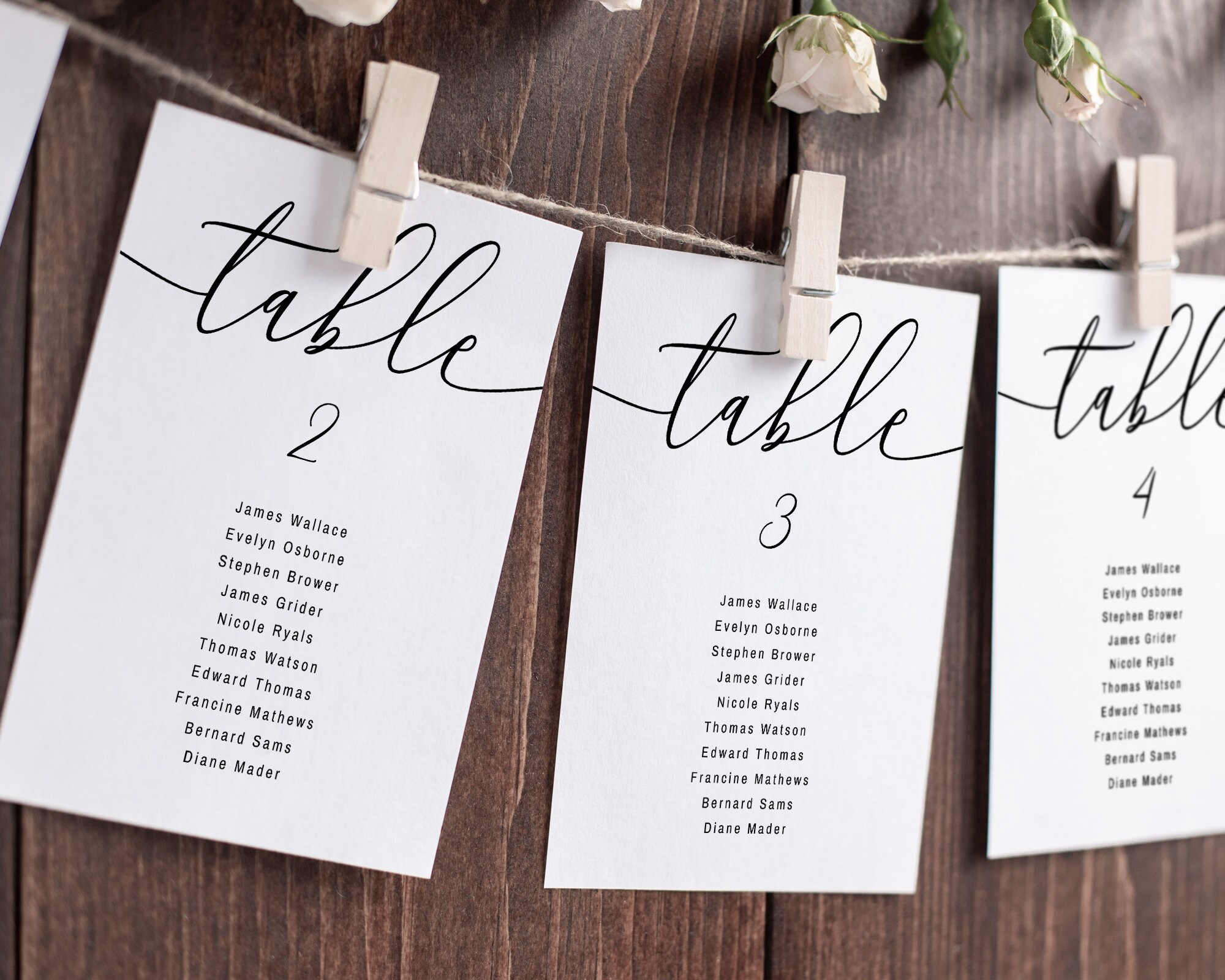Card For Setion Layout Modern Seating Chart Card, Elegant Seating Card Template, Instant ...
