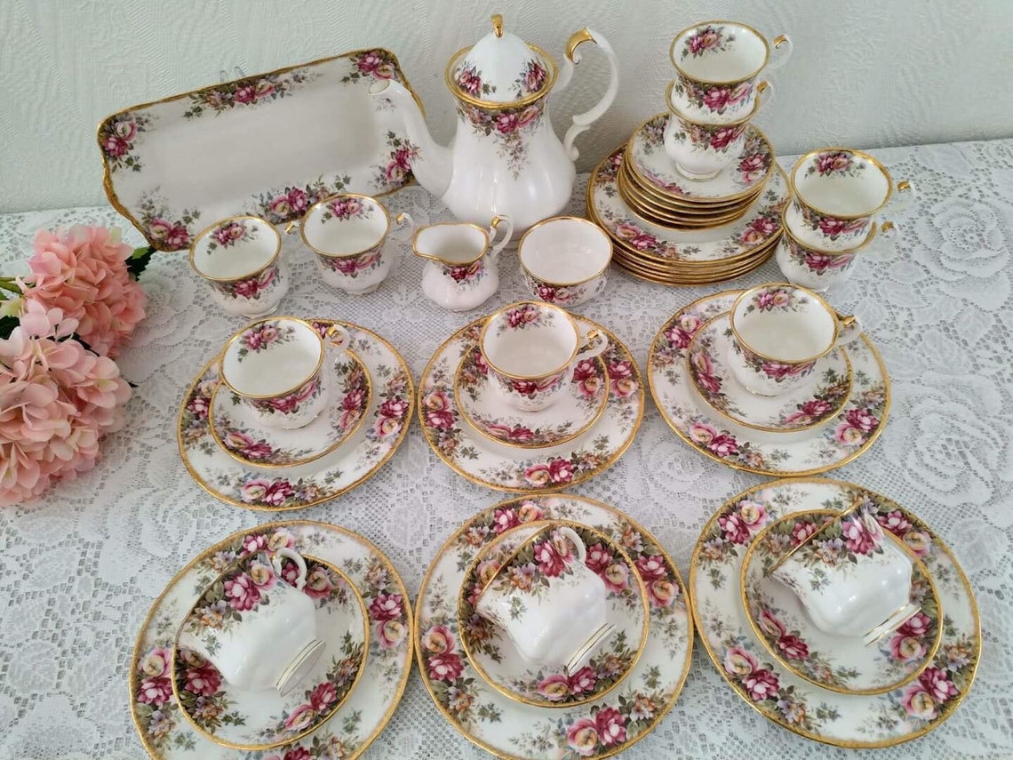 Queen Anne Summer Rose Fine Bone China England Tea set Etsy