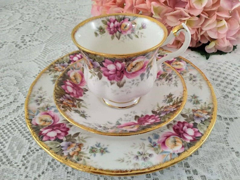 Queen Anne Summer Rose Fine Bone China England Tea set Etsy