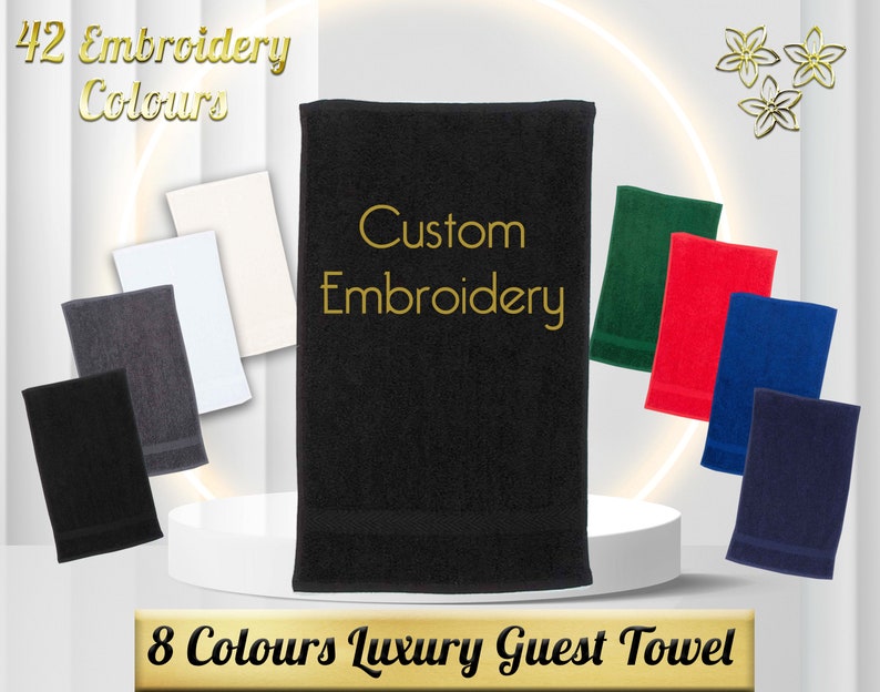 Personalised Guest Towel Embroidered, Customised Guest Towel Embroidered, Guest Towel with Embroidery any name or logo, Beauty Towel Logo 