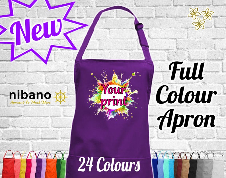 Logo Full Colour Printed Apron Personalised Logo Apron Etsy UK