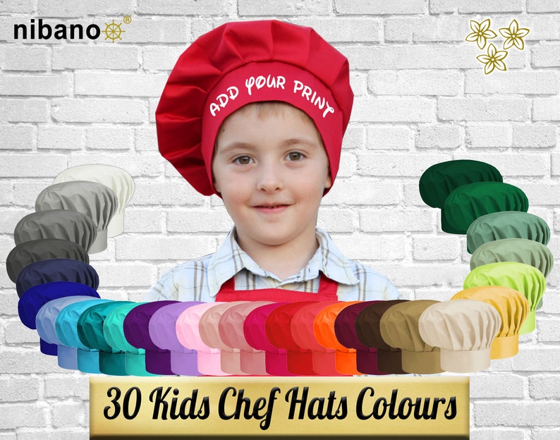 Kids Personalised Chef Hat, Kids Chef Headwear, Kids Chef unifor