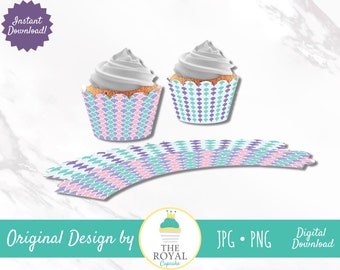 Mermaid Cupcake Wrapper, Printable Fantasy Birthday Party Cupcake Liners, Under the Sea Birthday Party, Mermaid Baby Shower Cupcake Wrappers