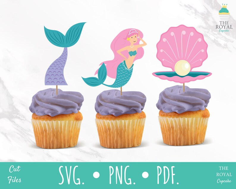 Mermaid Cupcake Toppers Mermaid Birthday Party Favors Etsy