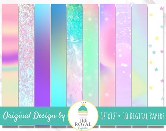 Rainbow Paper, Unicorn Paper, Unicorn Scrapbook Paper, Unicorn Digital Paper, Rainbow Digital Paper, Digital Scrapbook Paper, Digital Papers