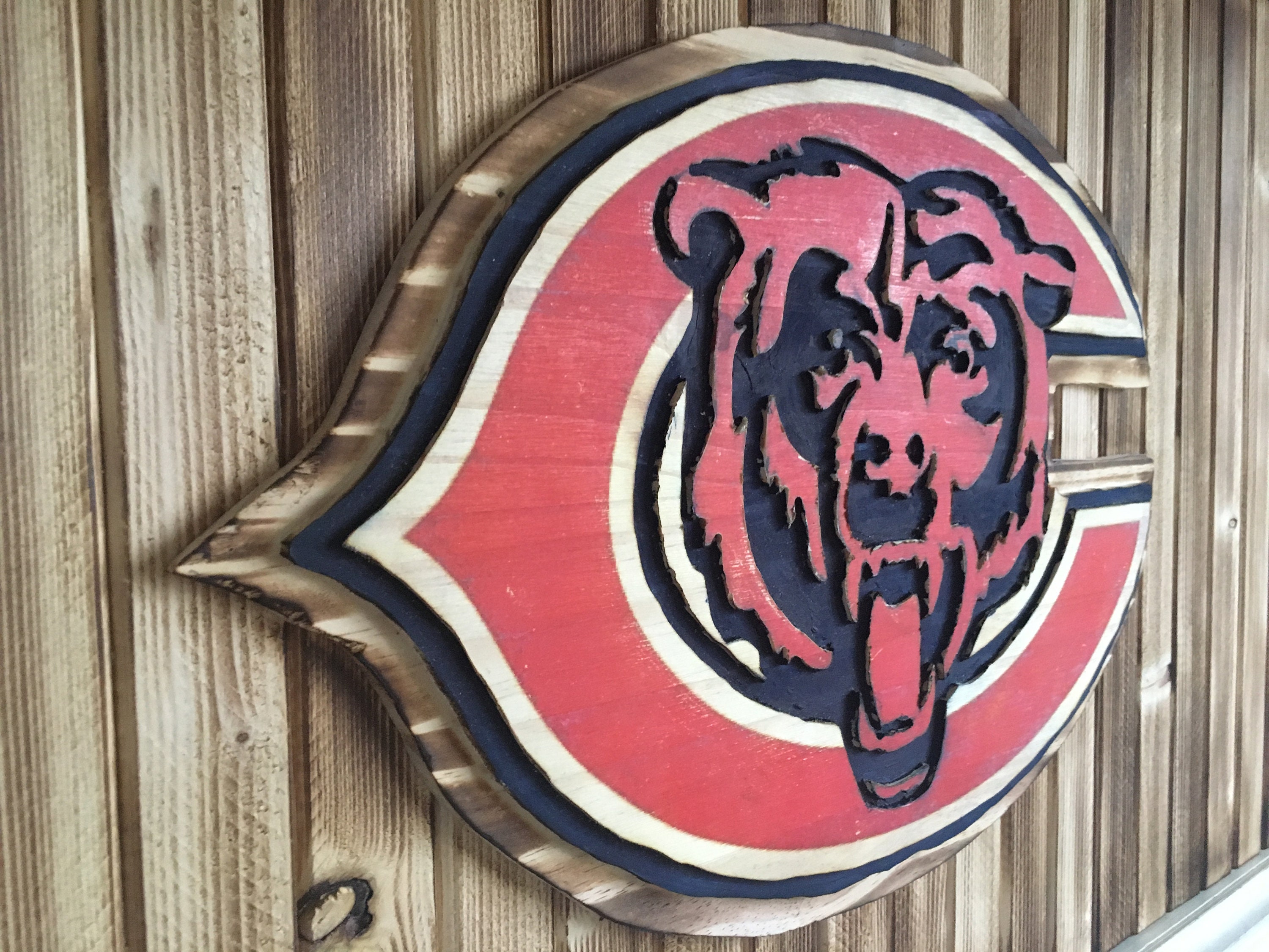 Chicago Bears Solid Wood Sign Etsy