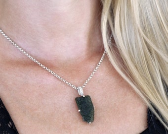 Certified Moldavite Necklace from Czech Republic Healing Crystal Pendant High Grade Gemstone Jewelry Transformation Stone Gift for Mom