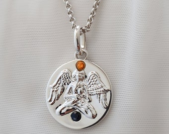 Virgo Necklace Goddess Necklace September Birthstone Necklace Angel Woman Charm Sapphire Citrine Personalized Gift Mom Necklace Birthstone