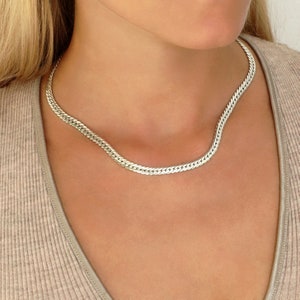 Flat Snake Chain Necklace Sterling Silver Herringbone Necklace Solid 4mm Thick Herringbone Choker Silver Snake Chain Trending now