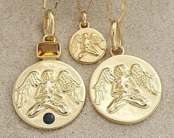 Gouden sierlijke Griekse godin ketting reliëf Maagd medaillon Persephone Talisman Angel hanger Zodiac Maagd geschenken Maiden charme cadeau voor moeder