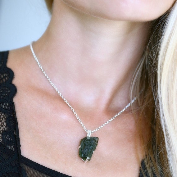 Brown Tourmaline Dravite Moldavite Necklace Sterling | Moldavite Life