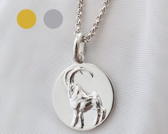 Bright silver Capricorn necklace solid silver zodiac necklace january birthday gift astrology jewelry zodiac goat charm proud animal gift