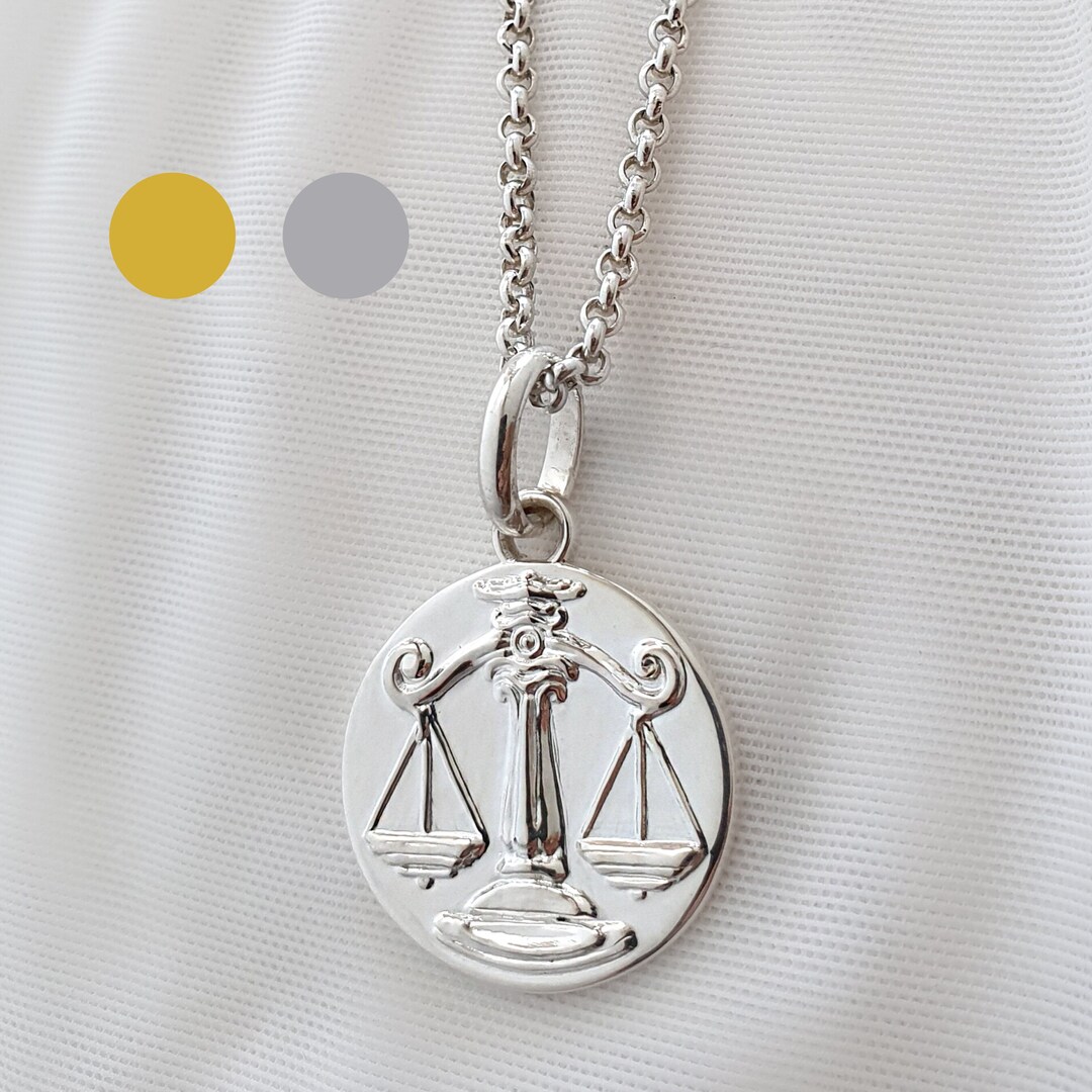 Scales of Justice Necklace Sterling Silver Libra Pendant Etsy