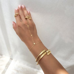 Gold Chunky Cuff Bangle Bracelet Layering Stacking Shiny Heavy Bangle Gold Open Bangle Oval Thick Smooth Gold Wrist Bangle Gift for Her