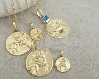 Gouden Boogschutter Ketting Zodiac Hanger Horoscoop Medaillon Astrologie Talisman Centaur Charm Horse Amulet Boogschutter Verjaardagscadeau